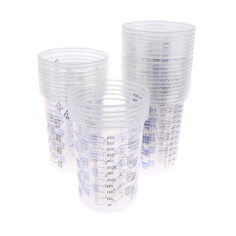 Plastic Cup 50Pcs - ถ้วยปรับเทียบสีผสม10/50ชิ้นแก้วพลาสติกหม้อขนาด600มล.