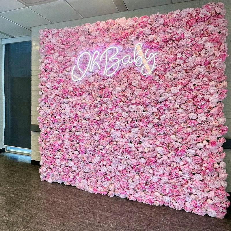 Flower Wall Panel - แผงกำแพงดอกไม้เทียมสีชมพูสีม่วงสำหรับหน้าต่างโชว์ของตกแต่งงานวันเกิดคริสต์มาสตกแต่งฉากหลังดอกกุหลาบเทียม