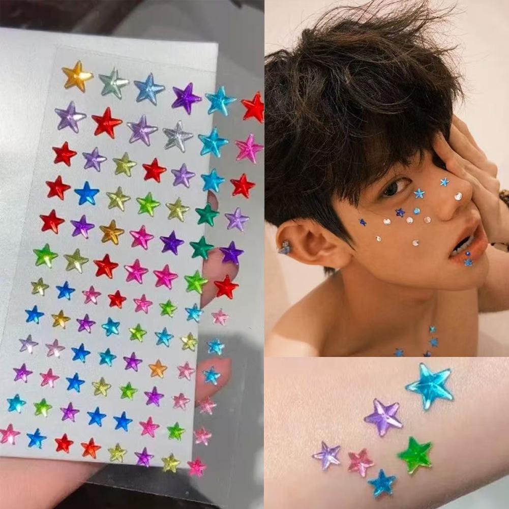 Event Party - สติกเกอร์ติดหน้าแบบมีกาวในตัว ประดับด้วยคริสตัลหลากสีสัน สำหรับงานเทศกาลดนตรี ปาร์ตี้เรฟ แต่งหน้า DIY