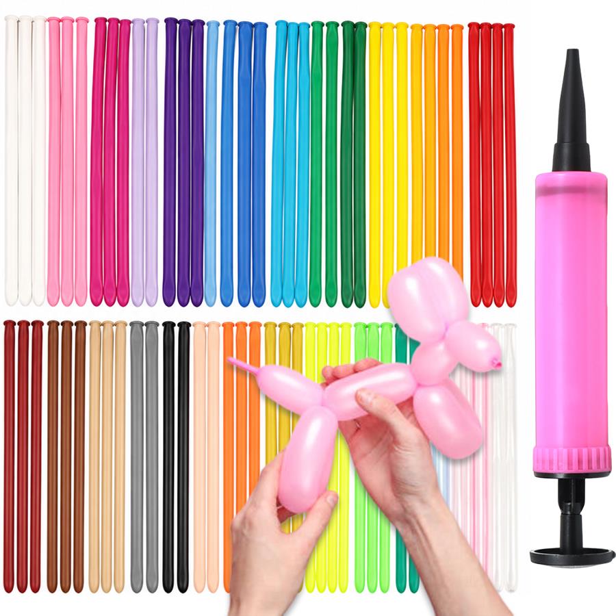 Balloon Pump Hand - 101/201 ชิ้น ลูกโป่งแบบยาวพร้อมชุดปั๊มลมแบบแมนนวล เครื่องมือสร้างบรรยากาศ DIY สำหรับงานเทศกาล