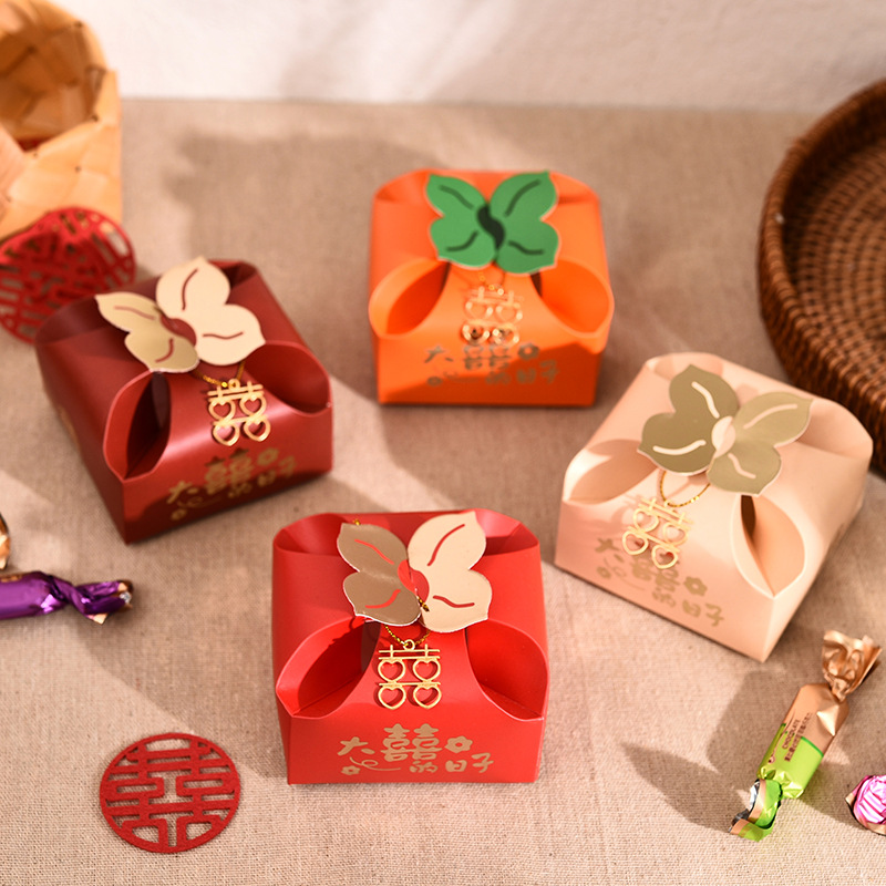 Event Party Box - 50 ชิ้นสีส้มแบบพกพาของขวัญกล่องของชำร่วยงานแต่งงานกล่องขนมของขวัญสำหรับเด็กถุงของขวัญ DIY สร้างสรรค์กล่องขนมโรแมนติกการแต่งงาน