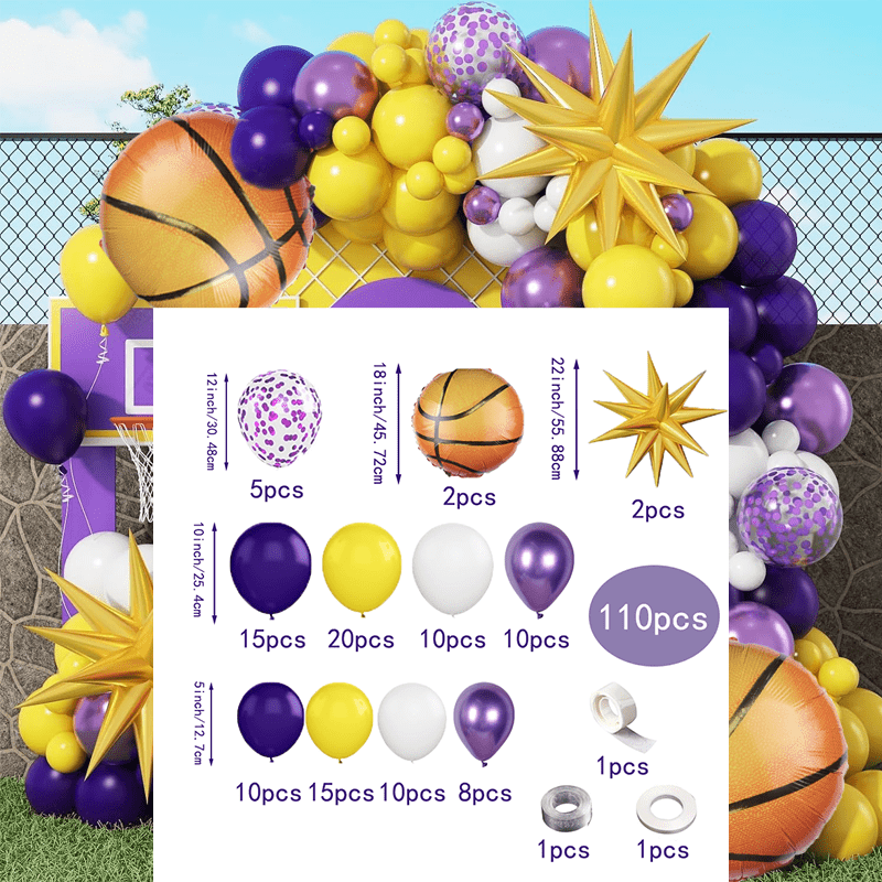 110 ชิ้นสีม่วงและสีเหลืองบอลลู - Balloon Arch Kit บทวิจารณ์และราคา
