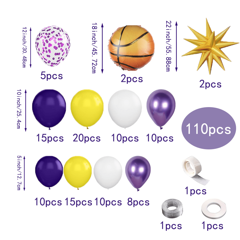 110 ชิ้นสีม่วงและสีเหลืองบอลลู - Balloon Arch Kit บทวิจารณ์และราคา