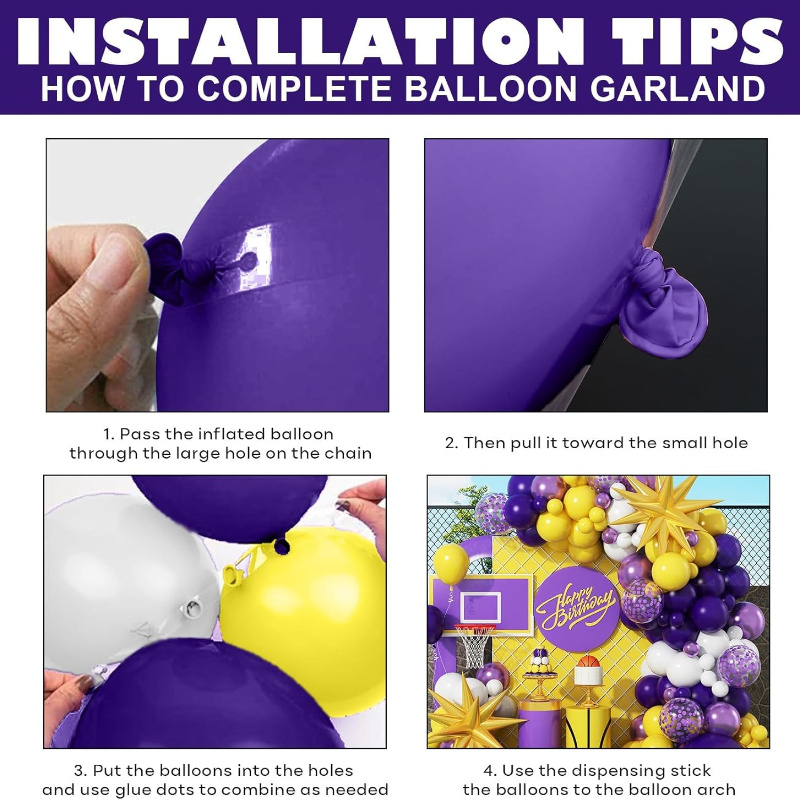 110 ชิ้นสีม่วงและสีเหลืองบอลลู - Balloon Arch Kit บทวิจารณ์และราคา