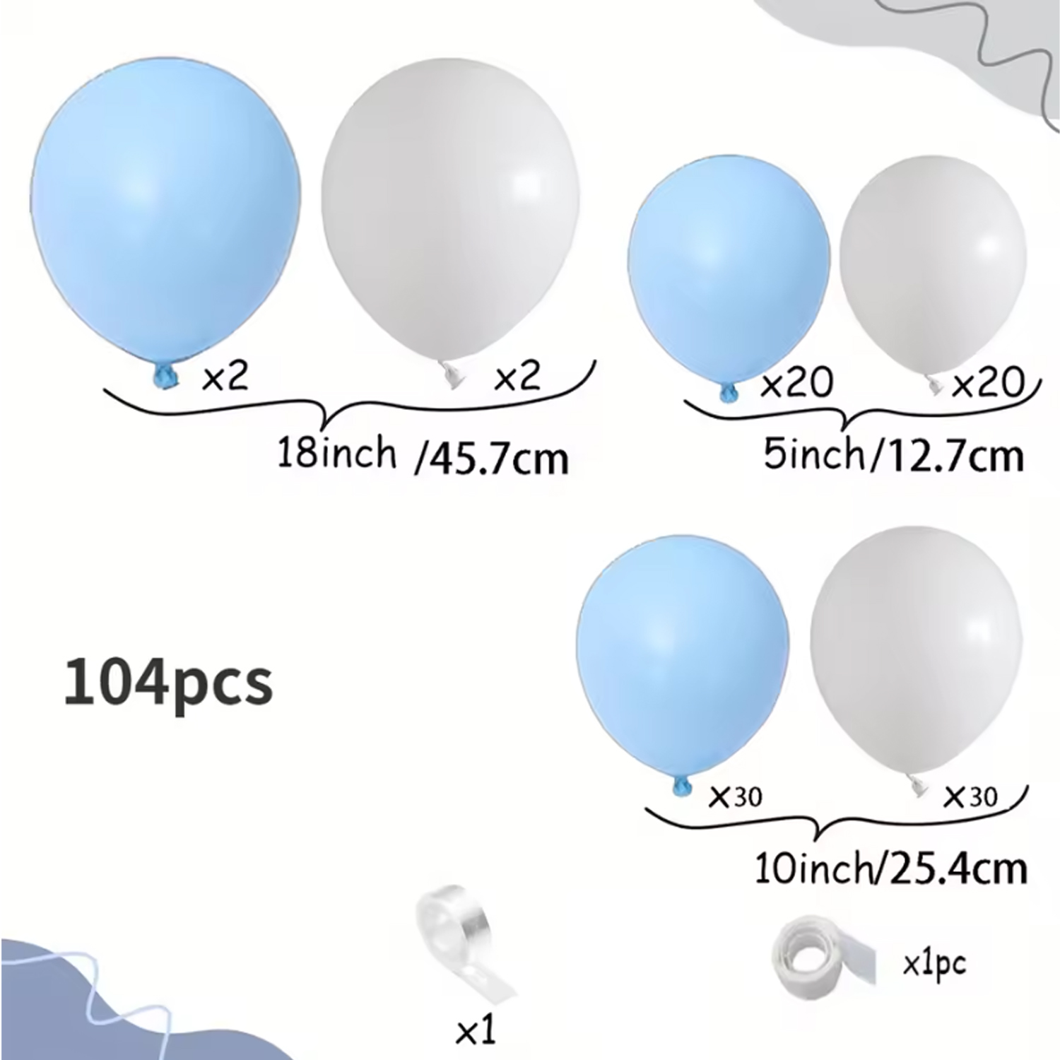 ชุดอาร์ชลูกโป่งสีฟ้าและสีขาว 1 - Balloon Arch Kit บทวิจารณ์และราคา
